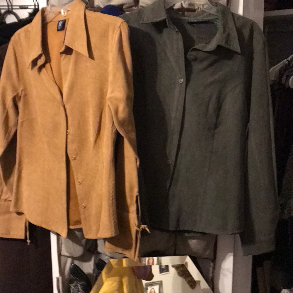 2 Suede Button Down Tops. Sizes XL